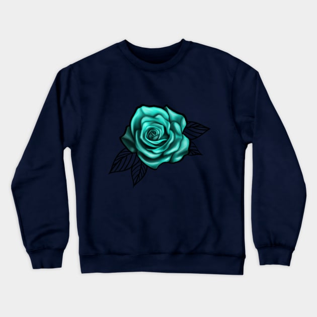 Turquoise rose Art Print Crewneck Sweatshirt by Print Art Station